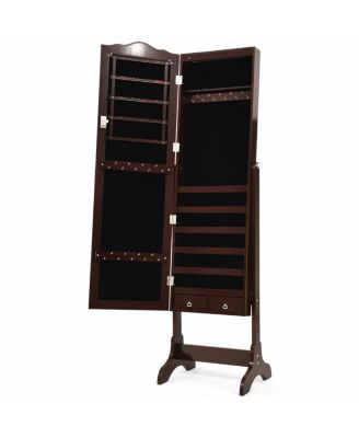 14 LED Jewelry Armoire Cabinet with Full Length Mirror and 4 Tilting Angles