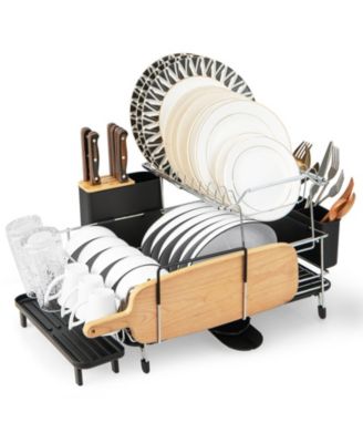 2-Tier Detachable Dish Rack with Drainboard and 360&amp;#xB0; Swivel Spout