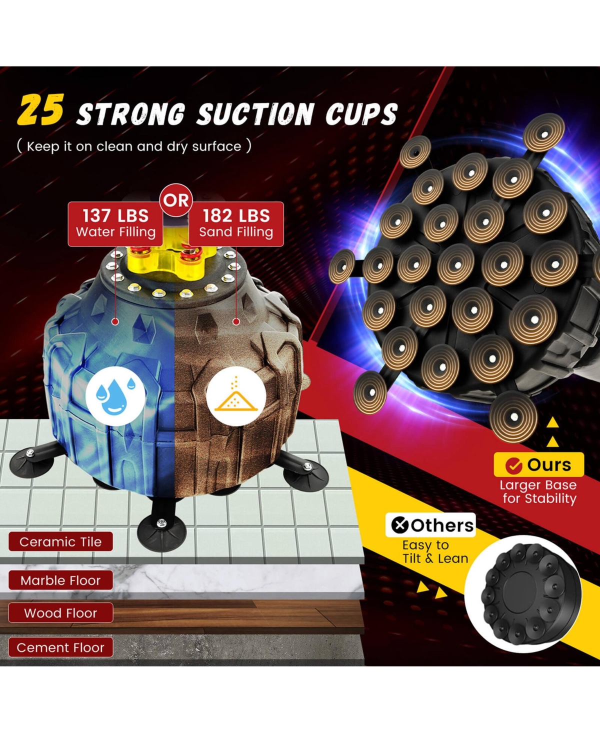 Freestanding Punching Bag 71'' Boxing Bag with25 Suction Cups Gloves & Filling Base