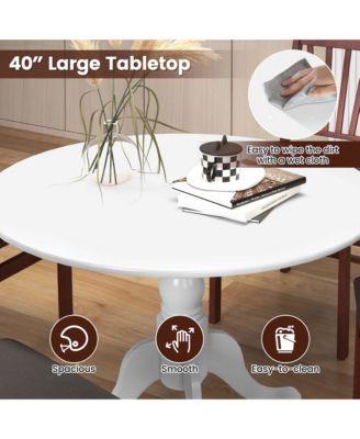 4-Person Dining Table Wooden Kitchen Table with Solid Rubber Wood Frame for Kitchen