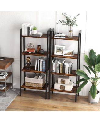 4-Tier Bookshelf Industrial Display Storage Shelf Plant Flower Stand Metal Frame