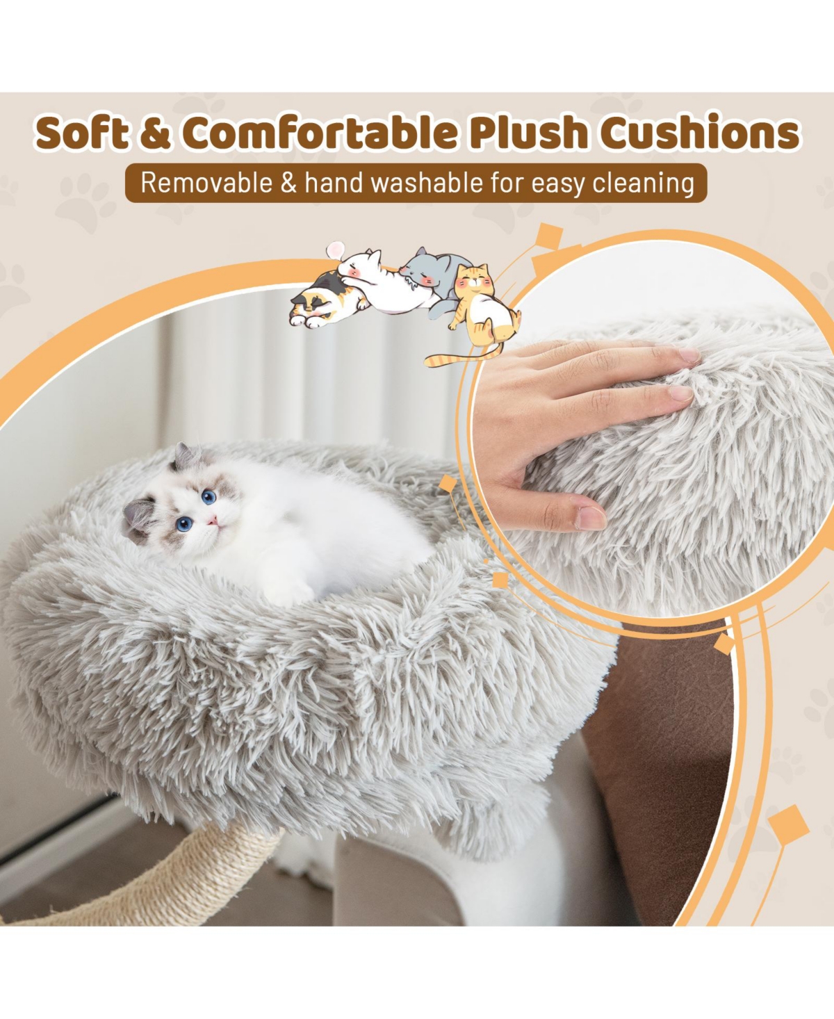 Cat Tree Tower 70'' Multi-Level Kitten Activity Center with 3 Perches & Balls