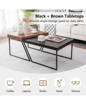 Nesting Table Modern Coffee Table Set of 2 Stacking Side Table