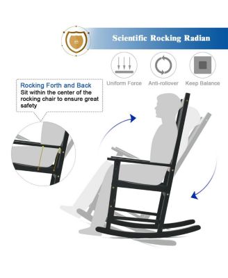 2PCS Wood Rocking Chair Porch Rocker High Back Garden Seat Indoor Outdoor Black