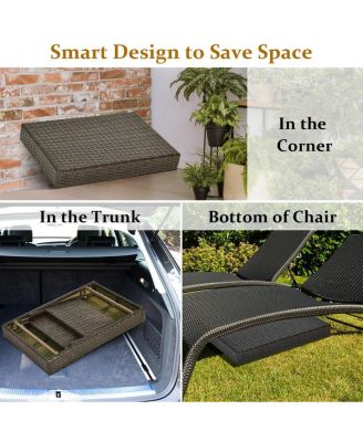 Patio Folding Wicker Side Coffee Table Poolside Garden Lawn Bistro Furniture