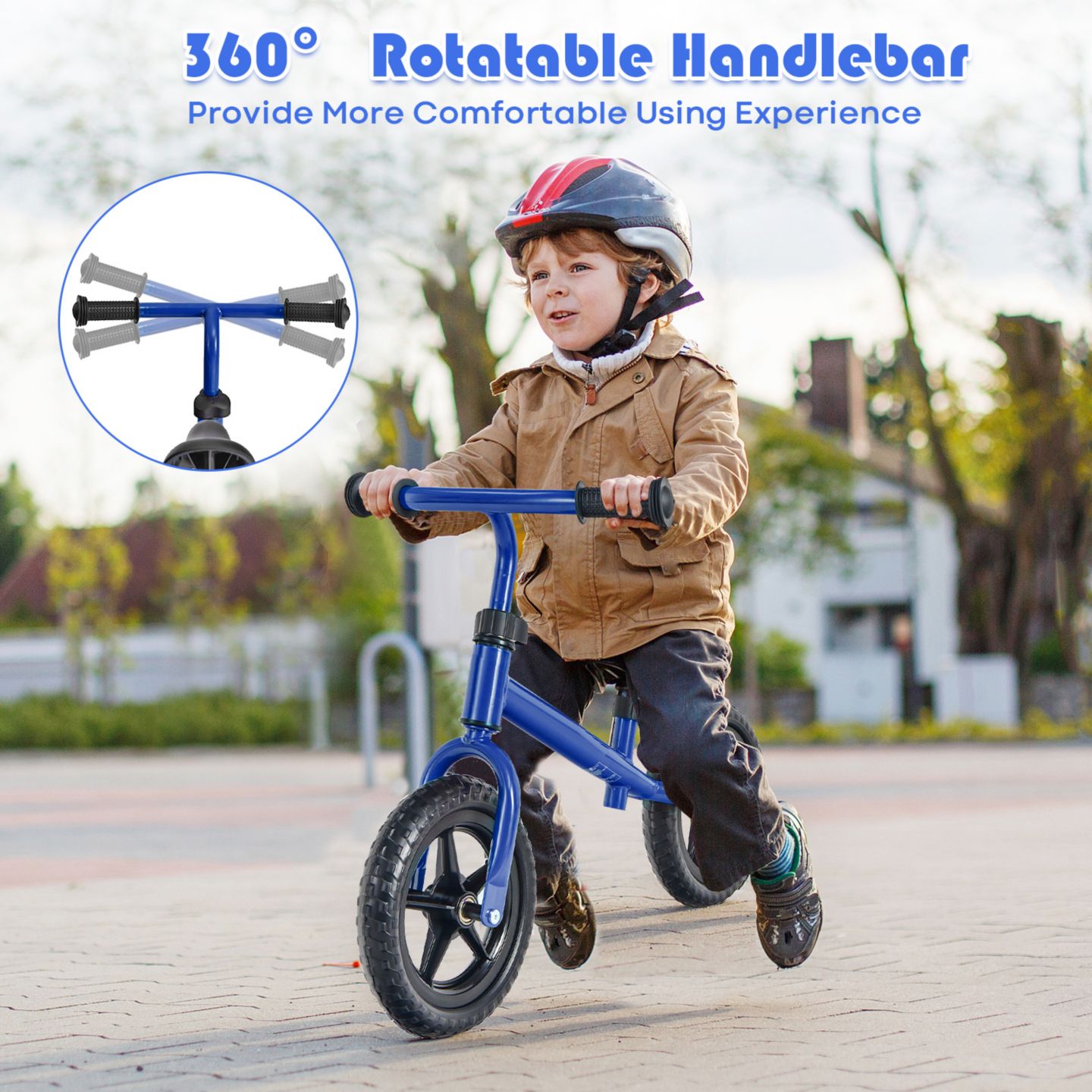 Детская игрушка Costway Kids' Lightweight No-Pedal Adjustable Balance Bike, 55 lb. Weight Capacity, от 2 лет, цвет: Синий — фото 4