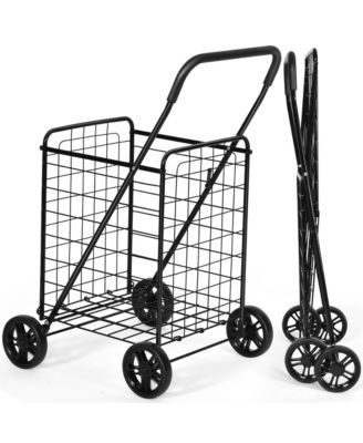 Folding Shopping Cart Utility Trolley Portable For Grocery Laundry Travel