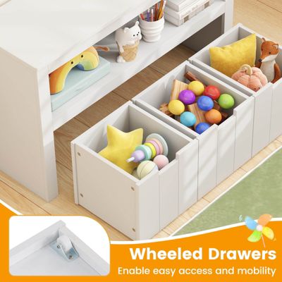 Kid Toy Storage Cabinet 3 Drawer Chest w/Wheels Large Storage Cube Shelf