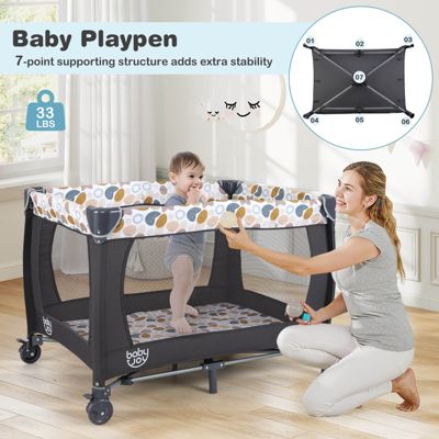 Boys 4 in 1 Convertible Portable Playard Newborn Napper