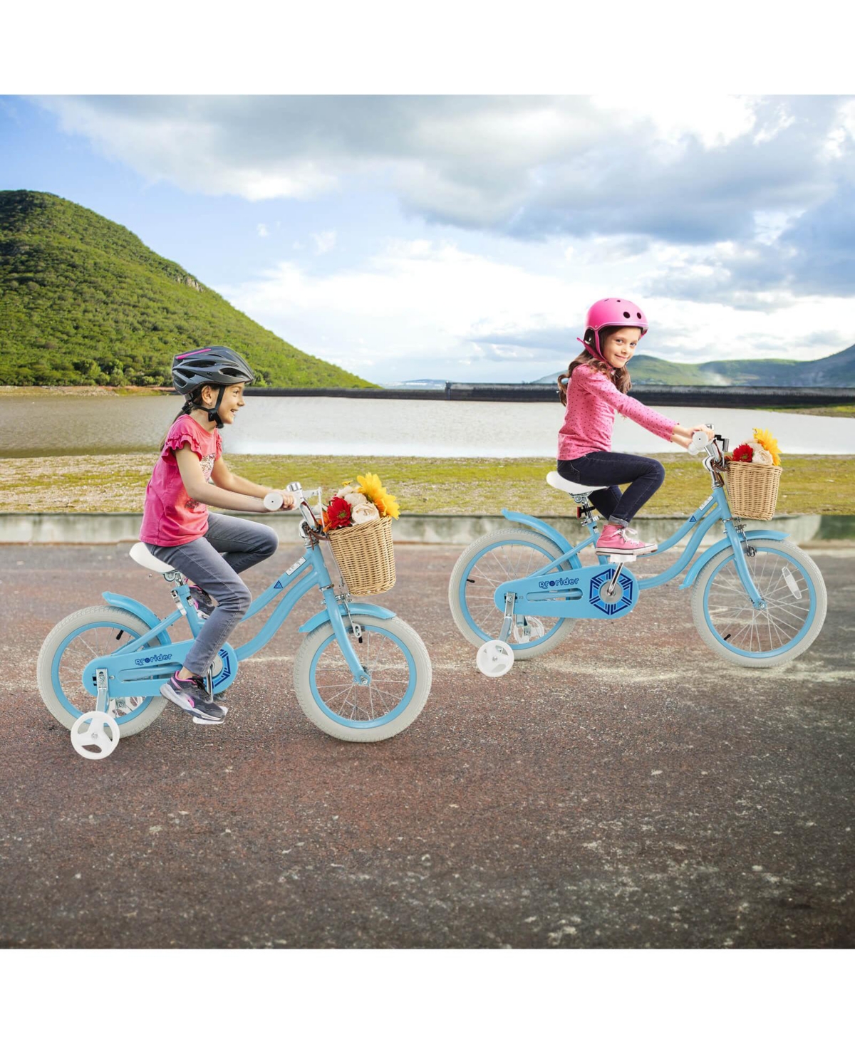 14" Kid's Bike with Training Wheels Adjustable Handlebar Seat Handbrake