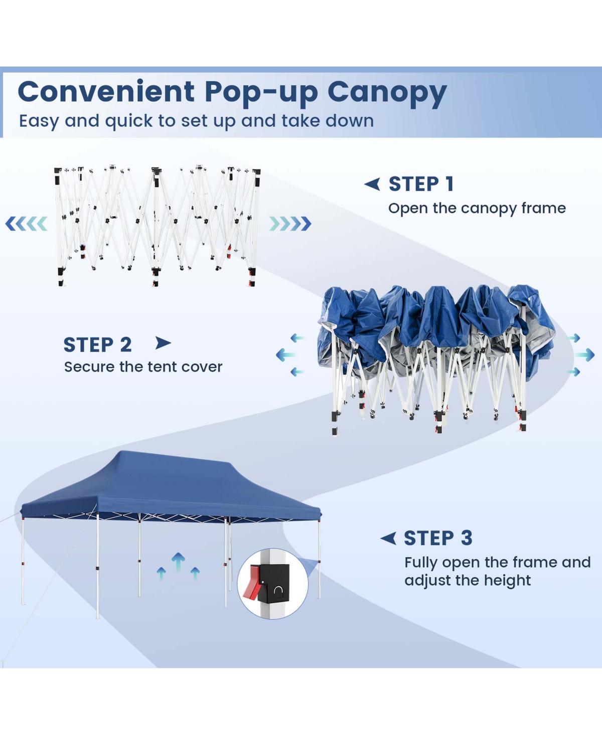 Costway 10 x 20 Ft Pop-up Canopy UPF50+ Sun Protection Tent with Carrying Bag