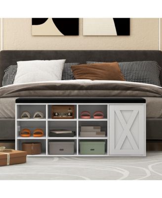 Shoe Bench w/Padded Cushion 9-cube Adjustable Storage Shoe Rack