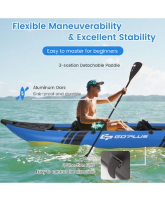 Inflatable Kayak Set Portable 2-person Kayak with Aluminium Oars EVA Padded Seat