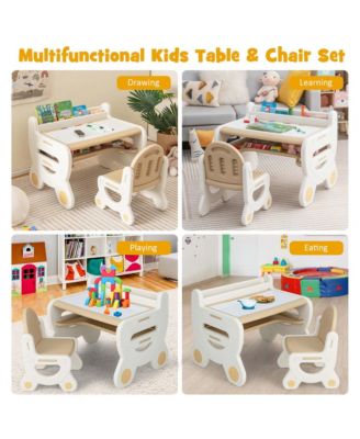Kids Drawing Table & Chair Set for Reading Playing with Pens & Blackboard Eraser