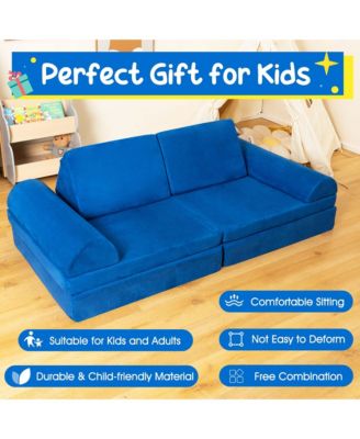 6 PCS Kids Play Sofa Set Modular Convertible Foam Folding Couch Toddler Playset