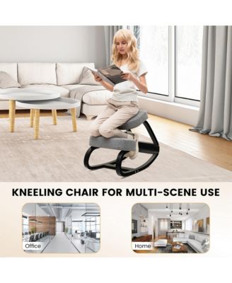Rocking Kneeling Chair Ergonomic Posture Correcting Back Pain Padded Cushion