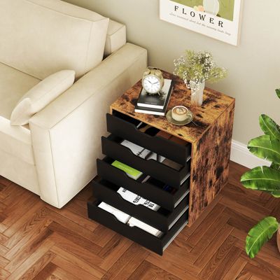 5 Drawer Chest Storage Dresser Floor Cabinet Organizer with Wheels