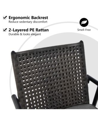 360° Swivel Bar Stool Set of 2 Counter Height Bar Chair with Metal Frame