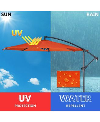 10 Ft Hanging Umbrella Patio Sun Shade Offset Outdoor Market Cross Base
