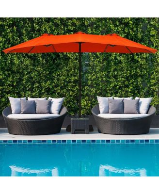 15Ft Patio Double-Sided Solar LED Market Umbrella Crank Base