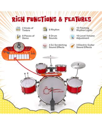 Jazz Drum Set for Toddler Kids Educational Toy w/Keyboard Cymbal