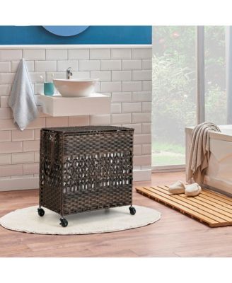 110L Laundry Hamper w/Wheels Clothes Basket w/Lid and Handle and 2 Liner Bags