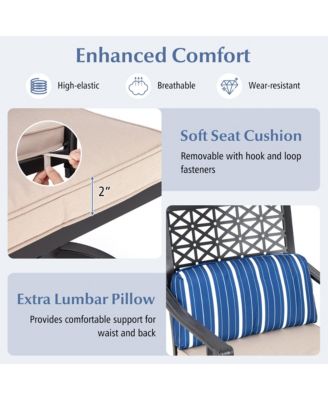 Set of 2 Patio Swivel Bar Stool Chairs Cushioned Pillow