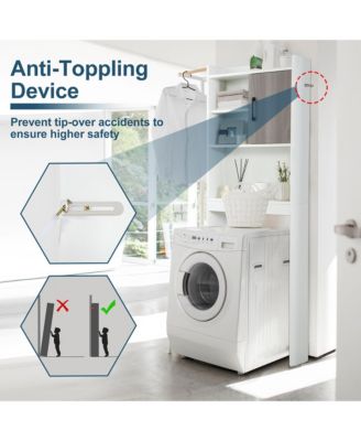 Over The Toilet Storage Cabinet Bathroom Space Saver w/ Open Shelves & Door