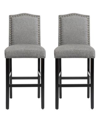 Set of 2 Bar Stools 30'' Upholstered Kitchen Chairs