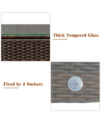 3PCS Patio Rattan Outdoor Furniture Set w/ Cushioned Sofa Coffee Table