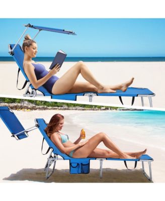 Foldable Lounge Chair Outdoor Adjustable Beach Patio Pool Recliner