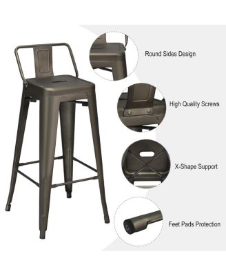 Set of 4 Metal Bar Stools 30'' Bar Height Barstools Industrial