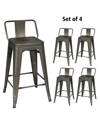 Set of 4 Low Back Metal Counter Stool 24'' Seat Height