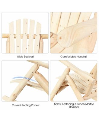 Log Rocking Chair Wood Single Porch Rocker Lounge Patio Deck Furniture
