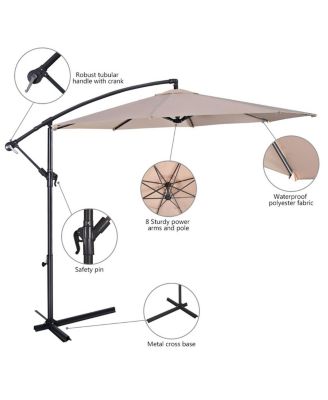 10' Hanging Umbrella Patio Sun Shade Offset Outdoor Market W/t Cross Base