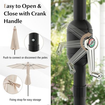 10FT Patio Umbrella 6 Ribs Market Steel Tilt W/Crank Outdoor Garden