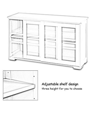 Storage Cabinet Sideboard Buffet Cupboard Glass Sliding Door