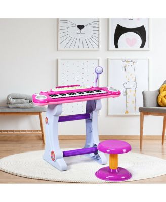 37 Key Electronic Keyboard Kids Toy Piano MP3 Input with Microphone and Stool