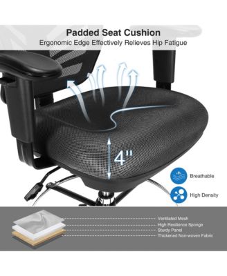 Mesh Drafting Chair Office Chair w/Adjustable Armrests & Foot-Ring