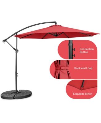 10 FT Patio Offset Umbrella w/8 Ribs Cross Base Tilt