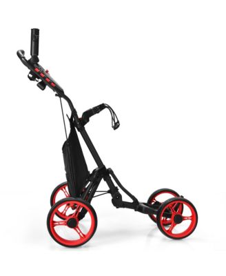 Folding 4 Wheels Golf Push Cart W/Bag Scoreboard Adjustable Handle
