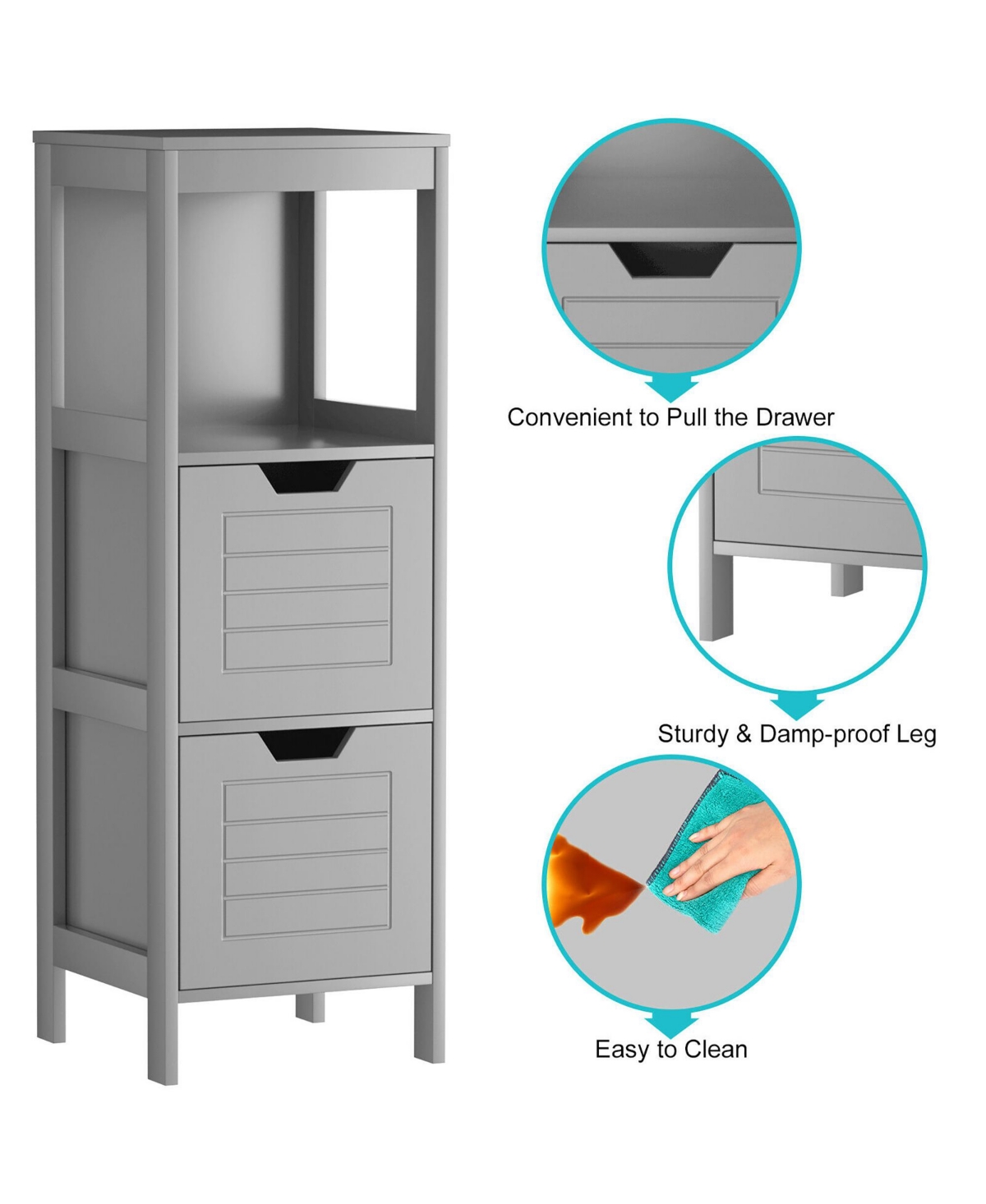 Costway Bathroom Wooden Floor Cabinet Multifunction Storage Rack Stand Organizer