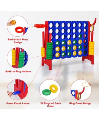 4-in-A Row Giant Game Set w/Basketball Hoop for Family