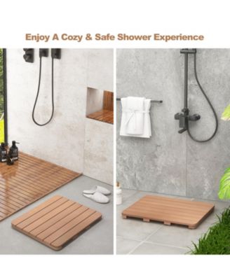 23.5" x 19" Bath Mat HIPS Spa Shower Mat for Bathroom with Non Slip Foot Pads