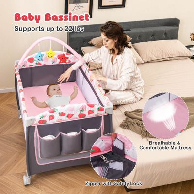 Girls 3 in 1 Playard Portable Nursery Center w/ Zippered Door Mint