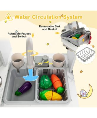 Wooden Kids Play Corner Kitchen with Realistic Lights & Sounds Lighted Range Hood