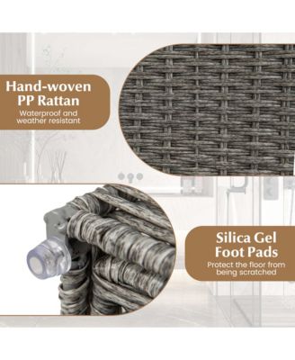 Hand-woven Rattan Laundry Hamper with Lid Removable Liner Bag 29-Gallon 2-Section