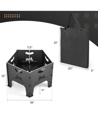 Fire Pit for Outside 19 Inches Collapsible Portable Plug Fire Pit with Storage Bag