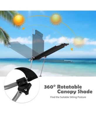 2 PCS Foldable Sun Shading Lounge Chair Adjustable Beach Sunbathing Recliner