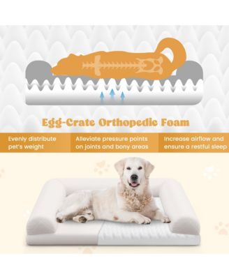 Orthopedic Dog Bed Medium Small Dogs with 3-Side Bolster Non-Slip Bottom Zippers